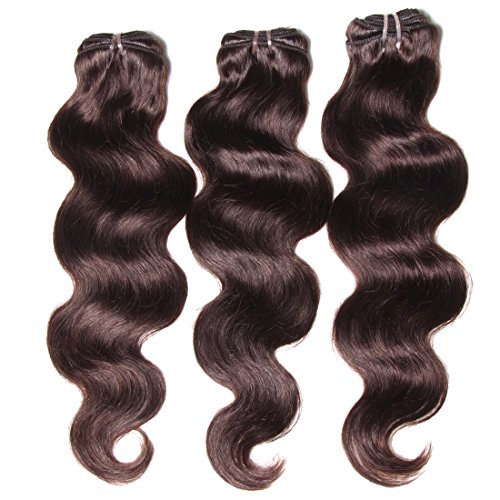 B&F Hair Brazilian Weave Virgin Hair Body Wave Weft 3 Bundles 100% Human Hair Extensions (100+/-5g)/pc #2 Color (14 16 18)