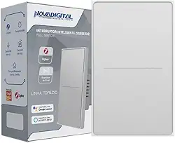 Interruptor Inteligente NovaDigital Topázio 4x2 Zigbee 3.0 Full Touch Switch Tuya Smart Life Compatível Alexa Google Home Preto ou Branco (Branco (2 Botões))