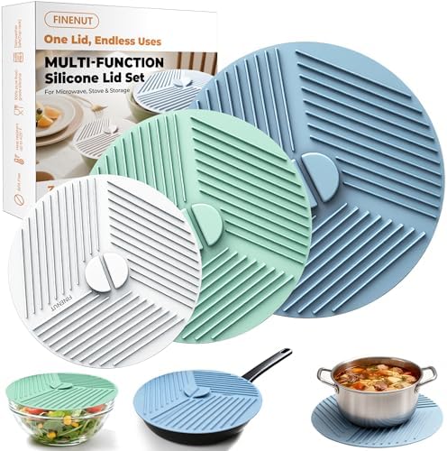 Silicone Lids for Bowls 3 Pack 6/8/10 Inch, Microwave Splatter Co...