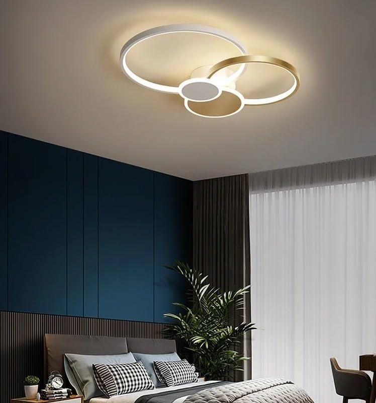Plafonnier LED moderne or pour salon et bureau lumineux