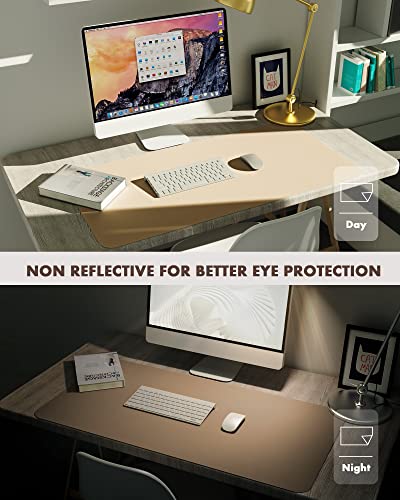 Image of YSAGi Double-Sided Desk Mat, Eco Cork & Leather Desk Protector, Large Mouse Pad & Writing Pad for Office /Home (Apricot+Cork, 47.2 inch x 17 inch)