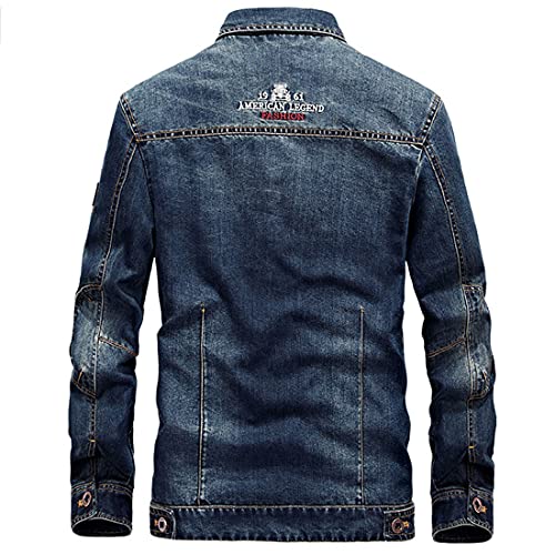 ebossy Men's Casual Distressed Denim Jacket Button Up Long Sleeve Trucker Moto Jean Coat2