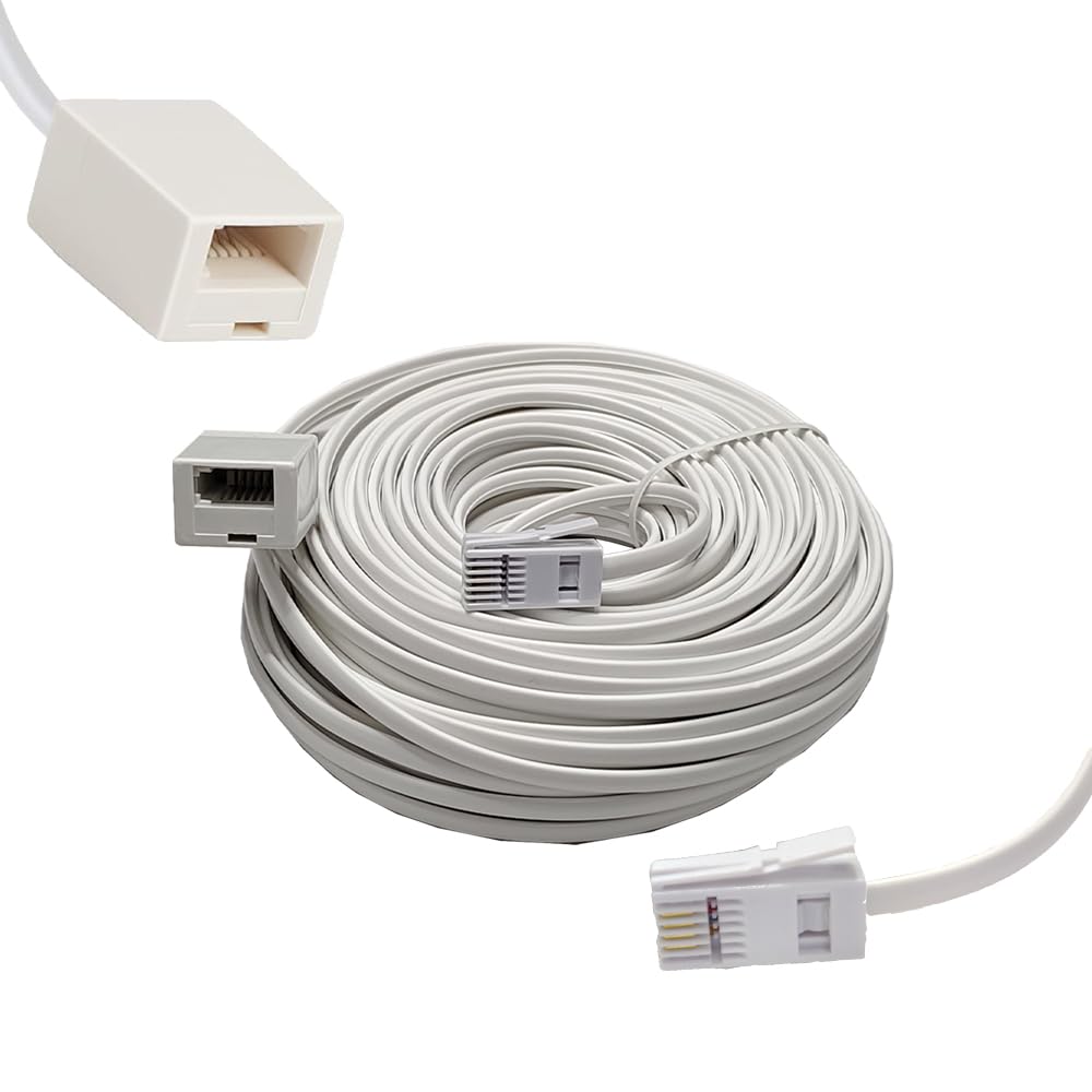 XINTONG Telephone Extension Cable 15M,Phone Extension Cord,Phone Line for UK Landline Phone,Compatible with BT&RJ11 Home and Office Fax - Image 2
