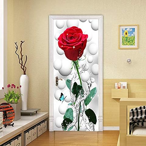 3D Rose Self-Adhesive Door Sticker Cover