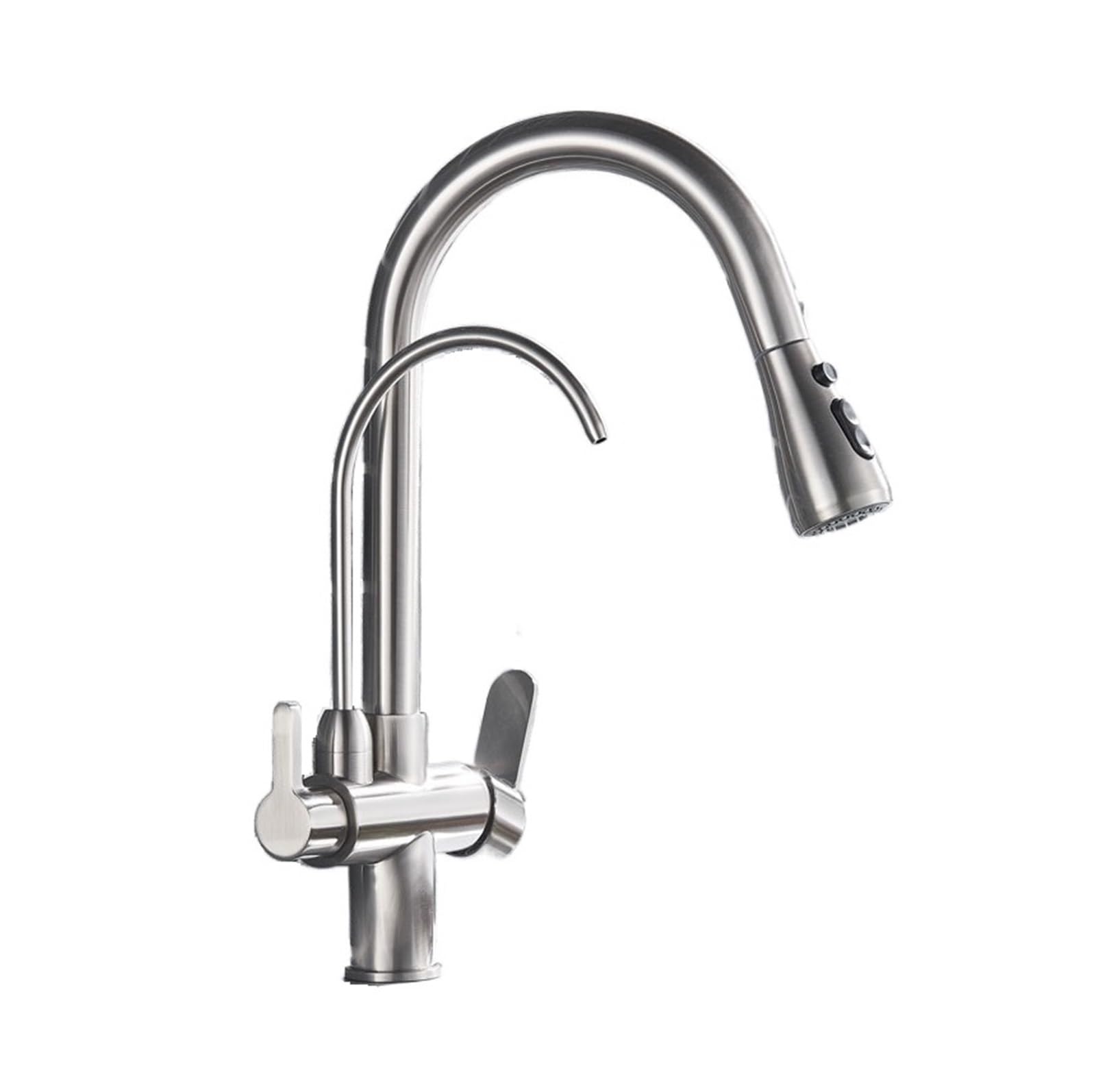 BHFPFZA Brushed el Pull-Out Kitchen Faucet Water Filter Tap - 2/3 Way Hot/Cold Mixer Sink C - Easy Installat Purified Drinking Water Solut
