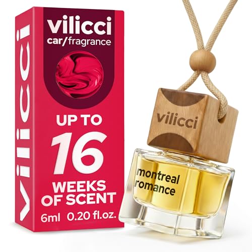 Image of Vilicci Car Air Freshener | Luxurious Auto Perfume | Premium Hanging Air Freshener | Long Lasting Fragrance for Auto and Home | 1 Bottle of Car Scent (1 Count (Pack of 1), Montreal Romance)