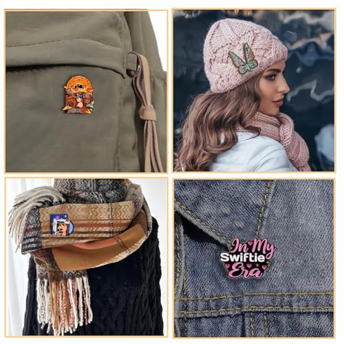 Image of 9-piece creative singer enamel pin set with storage box. Suitable for concerts. Era pins and friendship brooches are for collection and decoration. They are peripheral gifts for music lovers and fans of their lovers