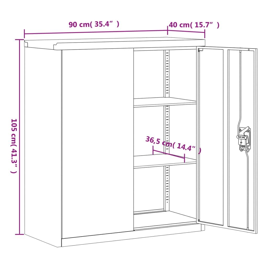 vidaXL Armadio Classificatore Bianco 90x40x105 cm in Acciaio