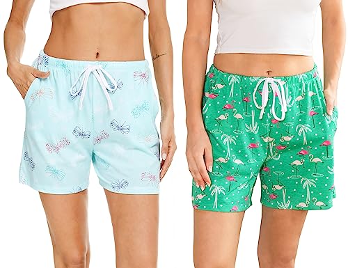 Image of ENJOYNIGHT Women Pajama Shorts Cotton Lounge Bottoms Sleep Shorts with Drawstring & Pockets