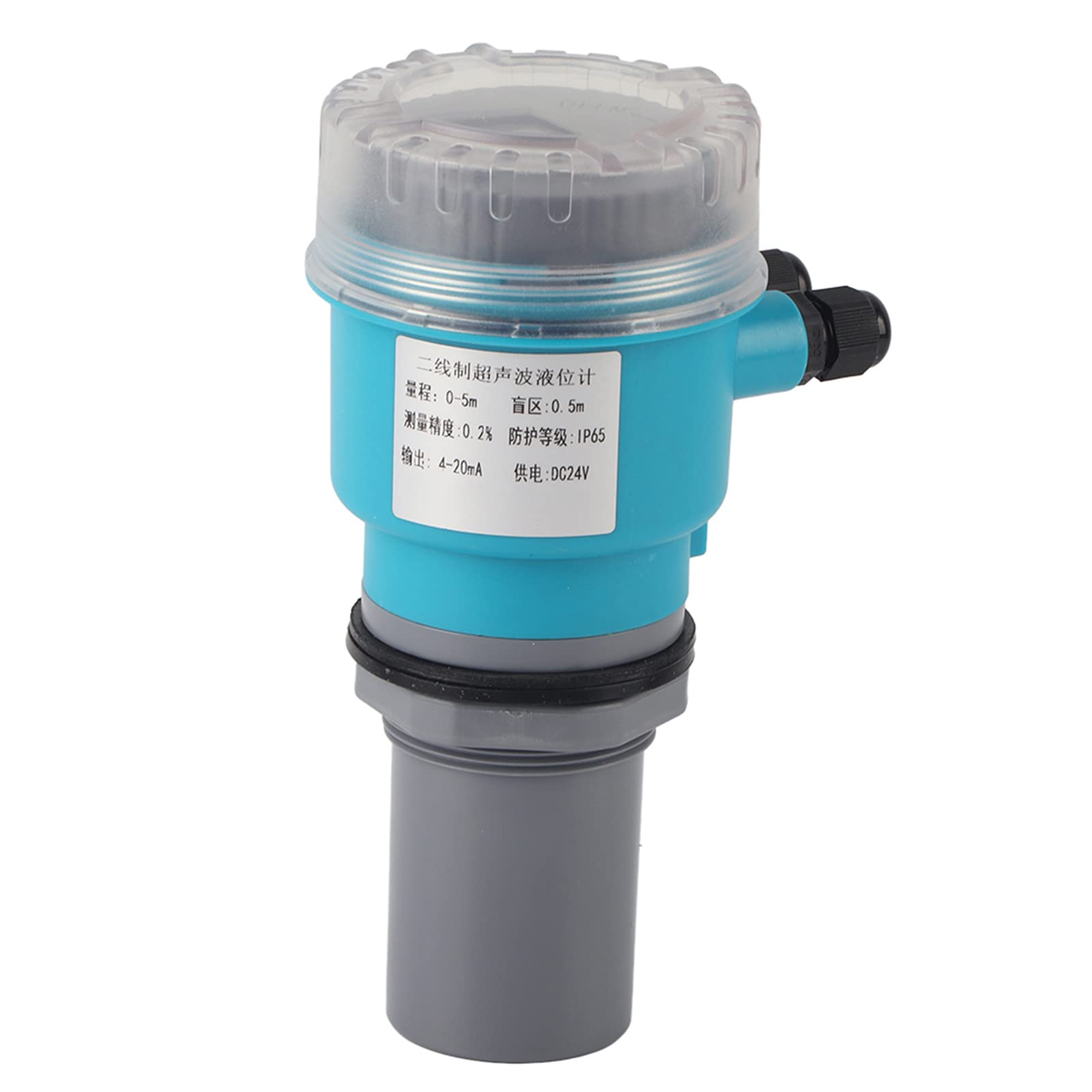 ViaGasaFamido Medidor de Nivel Ultrasónico, Pantalla LED Digital con Producción Analógica de 4-20 MA a Prueba de Agua IP65, para la Minería de Tratamiento de Agua DC24V Potencia (0 ~ 5 Metros)