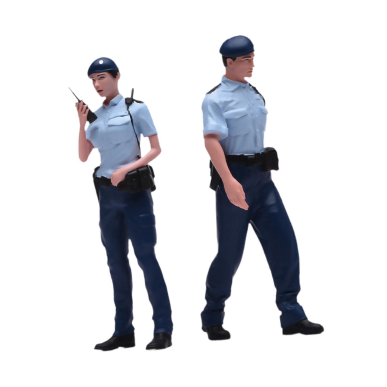 2 Pezzi di Figure in 1/24, Miniatura, Polizia di Hong, Diorama di Sabbia, Decorazioni per Collezioni, Piccole Figure Umane
