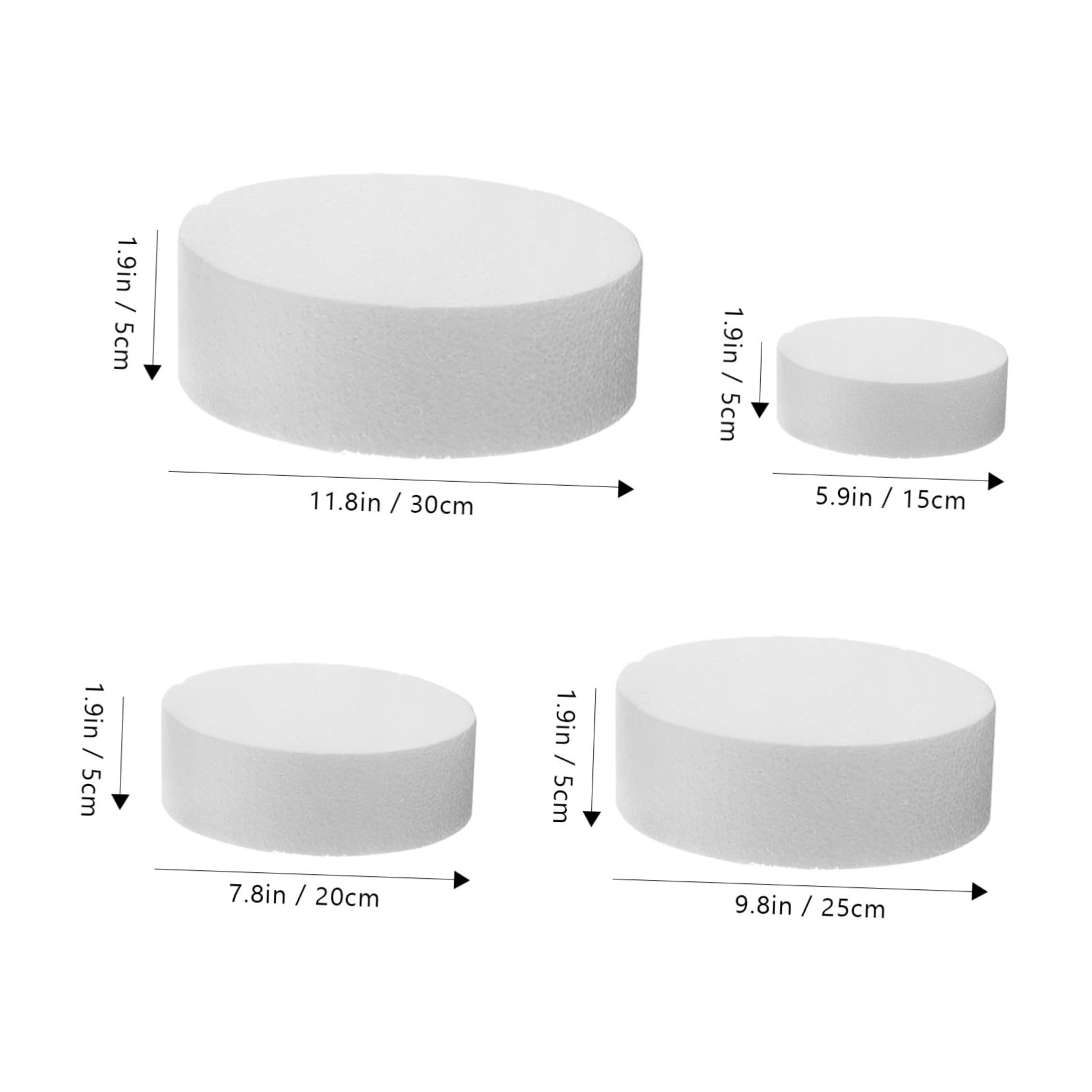 Modelo de Tarta Falsa de Espuma Redonda de Color Claro, 4 Piezas
