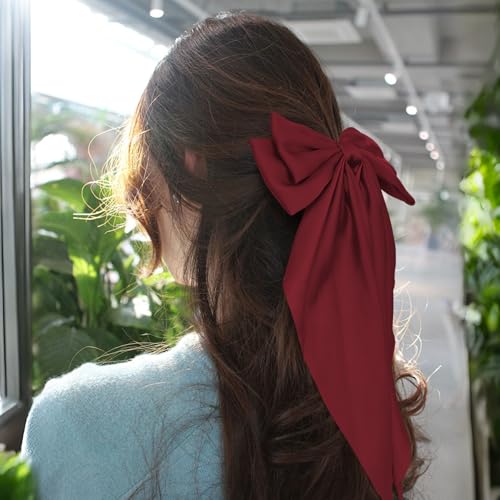 Burgund Hair Bows para Mujeres y Niñas, 2 pinzas satinadas miniatura 4