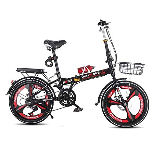 L.BAN Vouwfiets rem vouwfiets dames fiets 6-speed 20 inch wielen stadsfiets (kleur: rood, maat: 150 x 30 x 100 cm) - Afbeelding 6