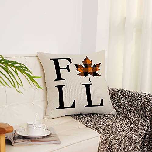 Yeeju Fall Decor Pillow Covers 16X16 Set Of 4 Plaid Pumpkin Maple Leaf Outdoor Fall Throw Pillows Thanksgiving Autumn Farmhouse Decorative Cushion Case For Home Couch Sofa Decorations (16 Inch) #TOP7