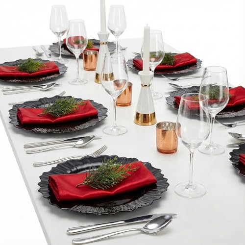 Platos negros reutilizables 12 in rizados 100 pcs miniatura 2