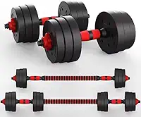 Kit 30kg Halteres de Anilhas E Barras Ajustáveis Fitness