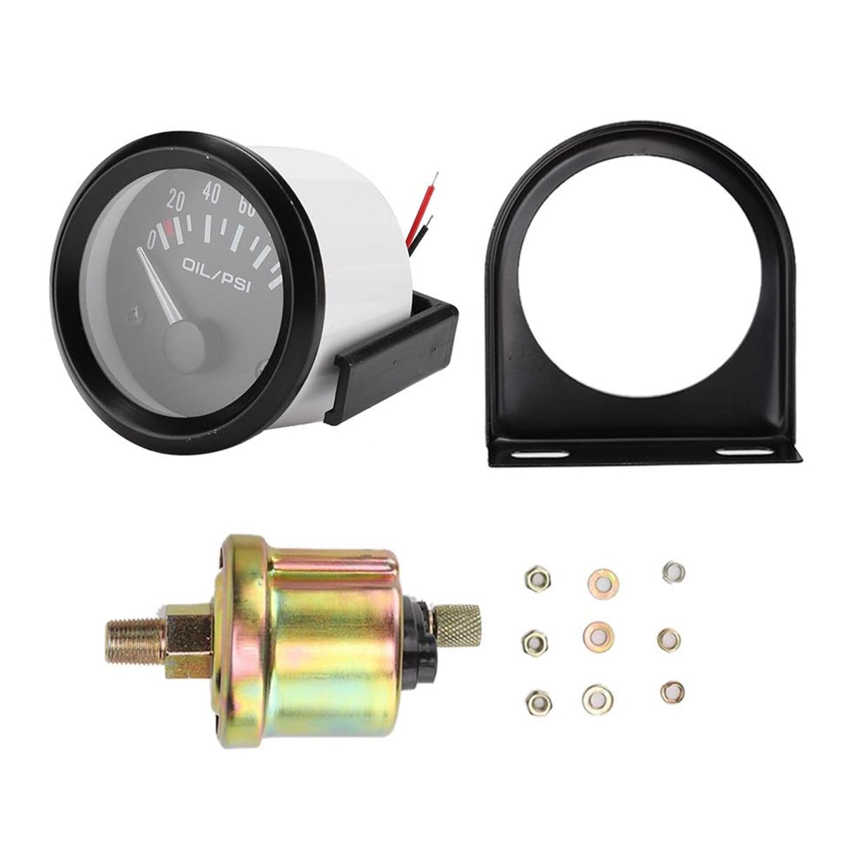 Indicateur de pression d'huile électronique, manomètre automobile universel 2" 52 mm avec capteur de pression d'huile