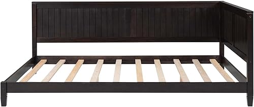 Miniatura 13 de Marco de cama de día matrimonial de madera, marcos de cama de día de tamaño matrimonial con soporte de listones de madera maciza, sofá cama de