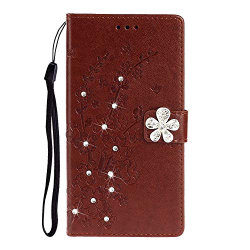 Lomogo Leather Wallet Case for Galaxy J3 V with Stand Feature Card Holder Magnetic Closure, Shockproof Flip Case Cover for Samsung Galaxy J3 2016/Express Prime/Amp Prime - LOXCH020169 Brown