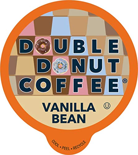 Double Donut Flavored Coffee Pods, Vanilla Bean Coffee, Single Serve Coffee For Keurig K Cups Machines, Medium Roast Coffee, Vanilla Coffee in Recyclable Pods, Hot or Iced Coffee, 96 Count Value Pack