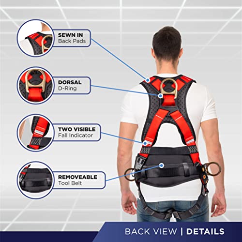 Image of Palmer Safety Hammerhead 5pt Safety Harness Back Padded, QCB Chest, Tongue Buckel Legs Straps, Back & Side D-Rings