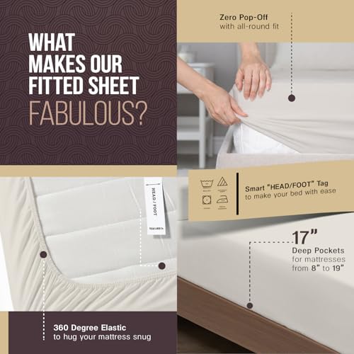 Image of TEXAS LINEN CO. 100% Egyptian Cotton Sheets King Size - 2000 Series Luxury King Bed Sheet Set, Silky Soft Cooling Sateen Weave, 17 inch Extra Deep Pocket Hotel Collection Sheets (4 Pc, Light Grey)