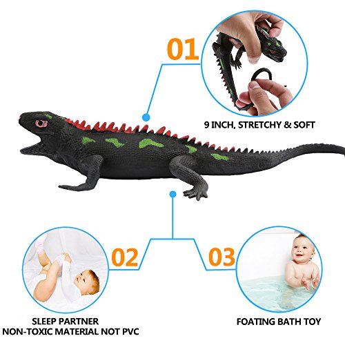 Valefortoy Lizards Toys,Super Stretches Material Tpr,9-Inch Rubber Lizard Figure Realistic Set(2 Packs) For Party Favors Boys Kids Learning Study-Bathtub Toy-Gecko Iguana #TOP1