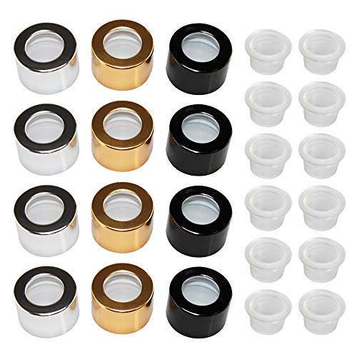 Feel Fragrance Glass Bottle Caps Replacement Diffuser Bottle Caps with Inside Silicone Stopper, Set of 12 sets (Silver, Gold, Black)