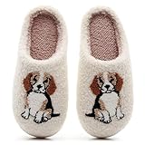 Afellicy Beagle Dogs Slipper for Women Pet Slippers Cozy Fuzzy Lining Cute Footwear Embroidery Plush House Shoes