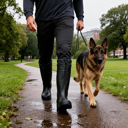 Image of Rain Boots Men Knee High Waterproof Boot with PVC Rubber