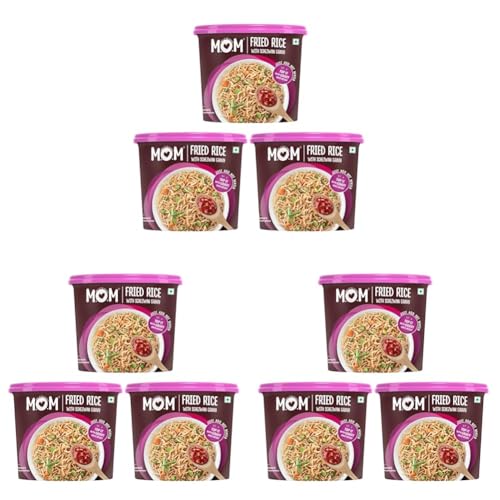 Image of MOM - Meal of the Moment Fried Rice with Schezwan Gravy (Pack of 9) | All Natural, 100% Vegetarian, Ready to Eat, Instant Food, Just Add Hot Water
