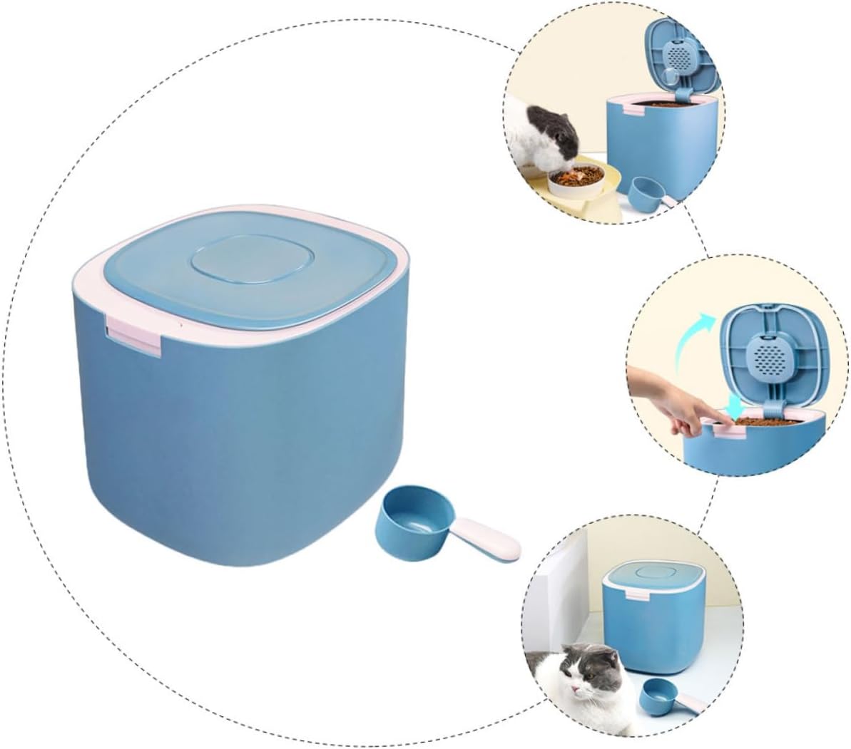 Hemobllo 11l Airtight Pet Food Storage Bucket with Moisture-proof Seal, Sturdy Household Cat and Dog Food Container for Freshness Preservation