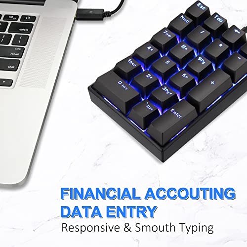 MOTOSPEED K23 Mechanical Numeric Keypad Blue Switch Wired 21 Keys Mini Numpad Portable Keypad Backlight Gaming Keypad Extended Layout for Cashier - Thumbnail 4