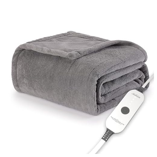 Sunbeam Royal Luxe Dove Grey Heated Personal Throw / Blanket, Cozy-Warm, Adjustable Heat Settings