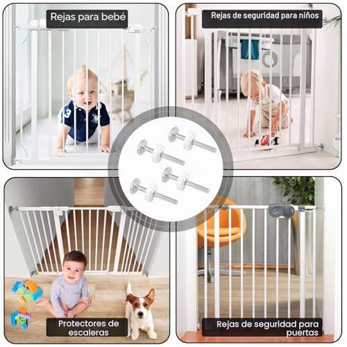 Miniatura 7 de 4 Piezas Perno Para Puerta Presión De Bebé, M10 Tornillos De Presión De Rejilla De Escalera, Con Seguridad Pared Almohadillas Protectores, Para Mascotas Perro Bebés Escalera Puerta