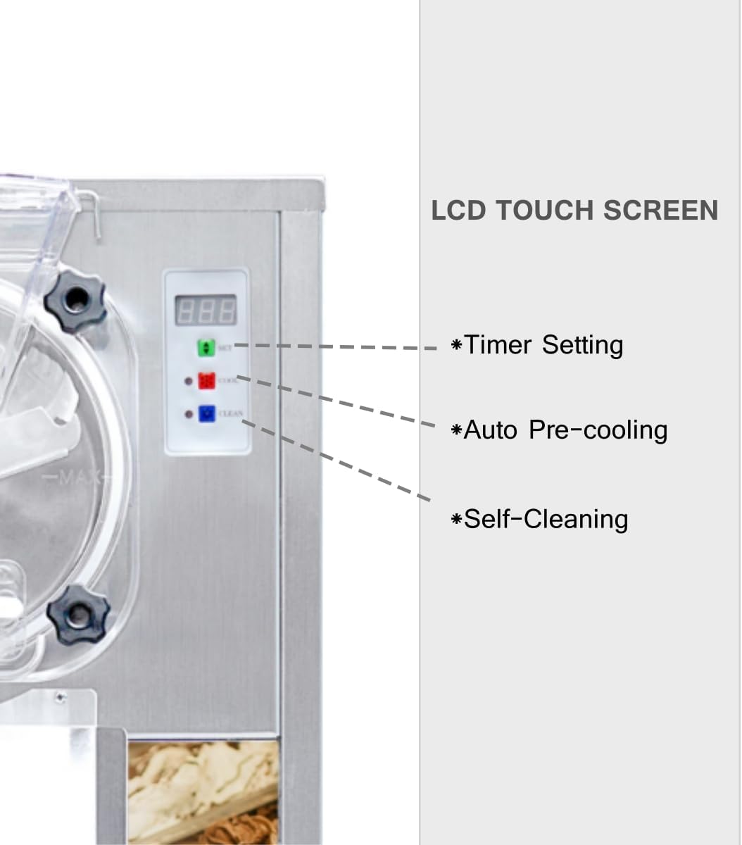 Commercial Countertop Hard Ice Cream Machine, Mini Table Top 1400W Gelato Ice Cream Maker, Capacity 15L/hour Perfect for Restaurant, Cafe, Coffee, Snack Bar