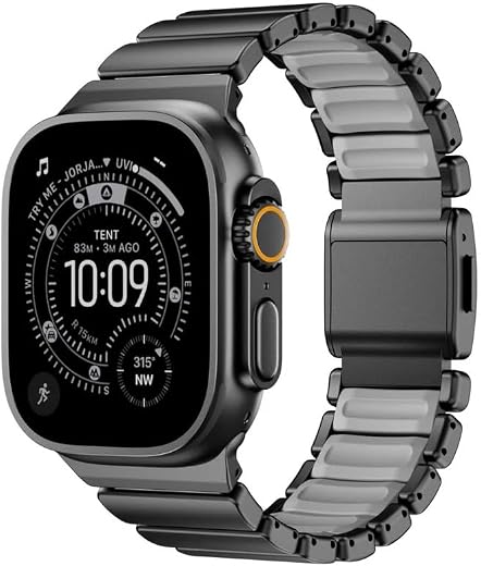 Valente Metal Strap Compatible with Apple Watch Series 8/7/6/5/SE/Ultra/Ultra 2 (42mm/44mm/45mm/49mm) | Premium Stainless ...
