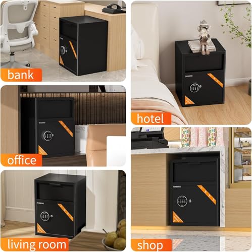 70L Einwurftresor | Deposittresor | Tresor mit Einwurfschlitz | Briefkasten Safe | Depository Safes | Deposit Safe mit Drop-Slot | Codeschloss und Schlüsseln, 52*40*35cm,für Bargeld, Büro, Zuhause