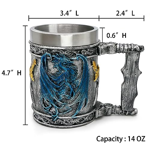 Taza Medieval Dragón Azul D&D Acero Inoxidable 15.8oz miniatura 5