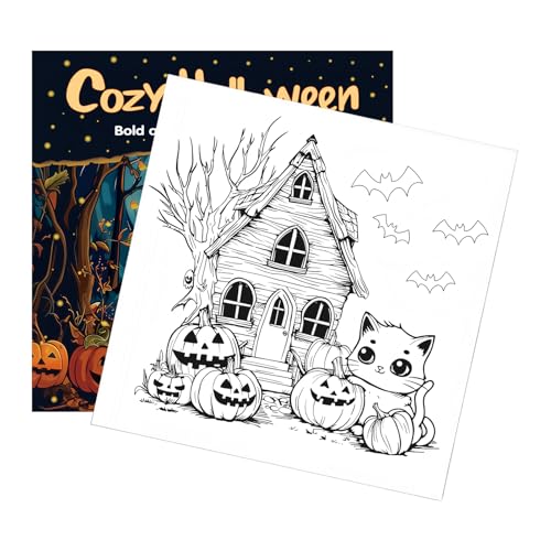 Libro da colorare per Halloween, 24 pagine | Relax Art per adulti, adolescenti, bambini, donne, uomini, accogliente, spaventoso, attività di vacanza autunnale, relax, hobby, artigianato, regalo di