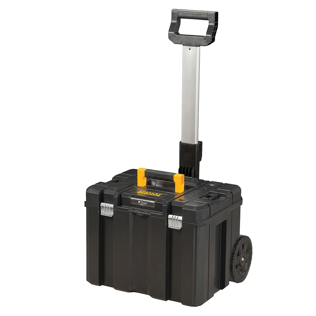 STANLEY FATMAX Conjunto Pro-Stack 3 Piezas, Maleta con Asa de Aluminio, Organizador Transparente, Base con Ruedas, Almacenaje Móvil, Negro, 51.2x70.8x43.5 cm, FMST1-80103