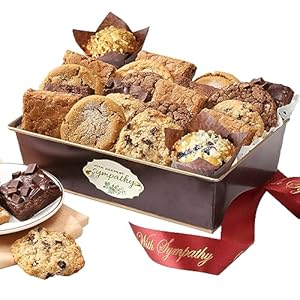 Broadway Basketeers Sympathy Wishes Gift Baskets Filled with Individually Wrapped Fresh Brownies and Cookies Assorted Toppings and Flavors Perfect for Her Him Friends Associates