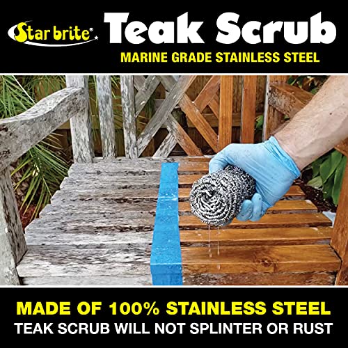Image of Star brite Marine-Grade Stainless Steel Scrub Scouring Pad Scrubber - Refinish Wood Furniture & Boat Teak (Pack of 12)