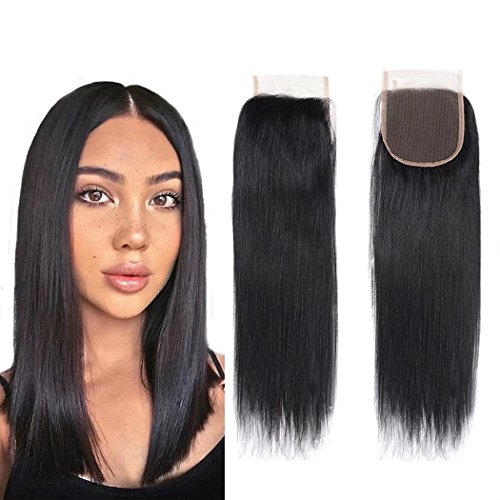 Unprocessed Brazillian Straight Lace Closure 4x4 Human Hair Lace Closure Li Queen Top Lace Closure Free Part 1B# Color 18 inch