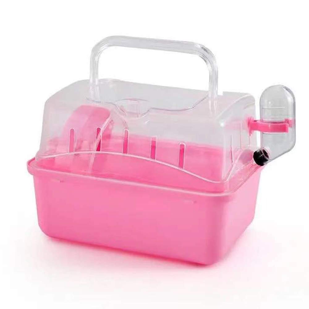 JUILE YUAN Portable Travel Cage for Small Animals, Dwarf Hamster Travel Carrier with Carry Handle Exercise Wheel Water Bottle and Food Dish, for Going Out, Traveling
