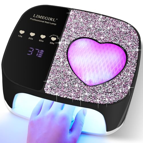 Image of LIMEGIRL UV LED Nail Lamp Kit for Gel Polish Professional Fast Curing Black Dryer Light Set with 4 Timer Settings Cordless Rechargeable Nail Art Cure Machine for Manicure Pedicure at Home and Salon