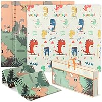 AIYAPLAY Baby Play Mat Double Sided, Foldable & Reversible Activity Playmat, Waterproof Kids Foam Crawling Mat for Outdoor Indoor Playtime Picnics, 196 x 176 x 1.5cm, Dinosaur Theme