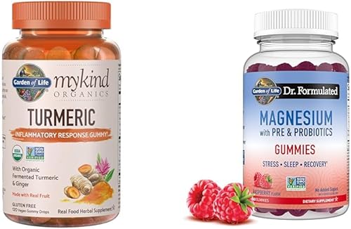Garden of Life Organics - Gomitas de respuesta inflamatoria de cúrcuma y suplemento de citrato de magnesio formulado por el Dr