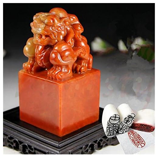 Kinesiska Shoushan Ancient Beast Carving Seal Sculpture Name Stone Jade DYL Släkt